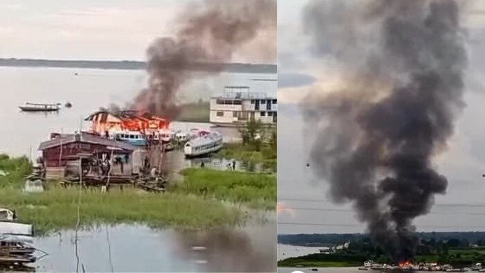 Accidente en empresa fluvial en Iquitos: explota balsa y provoca incendio en el río Itaya sin víctimas