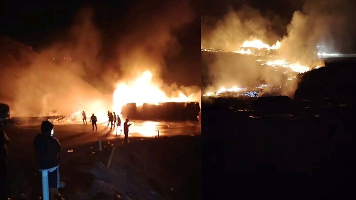 Accidente en la Panamericana Sur en Arequipa causa incendio de camión cisterna y bloqueo de tránsito