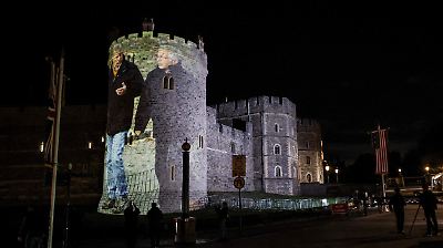 Activistas proyectan imágenes polémicas del caso Epstein sobre el castillo de Windsor antes de la visita de Trump