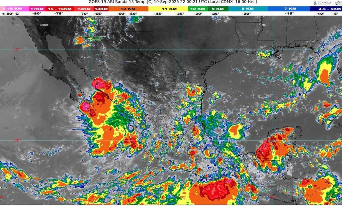 Alerta por posible depresión tropical 95E que provocaría fuertes lluvias en el sur del Estado de México y zonas del Pacífico