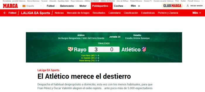 Atlético Madrid recibe duras críticas tras derrota ante Rayo Vallecano y tensión entre Simeone y Oblak