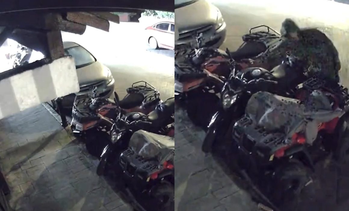 Cámaras captan robo en Valle de Bravo; ladrones aprovechan la oscuridad para desvalijar motocicleta