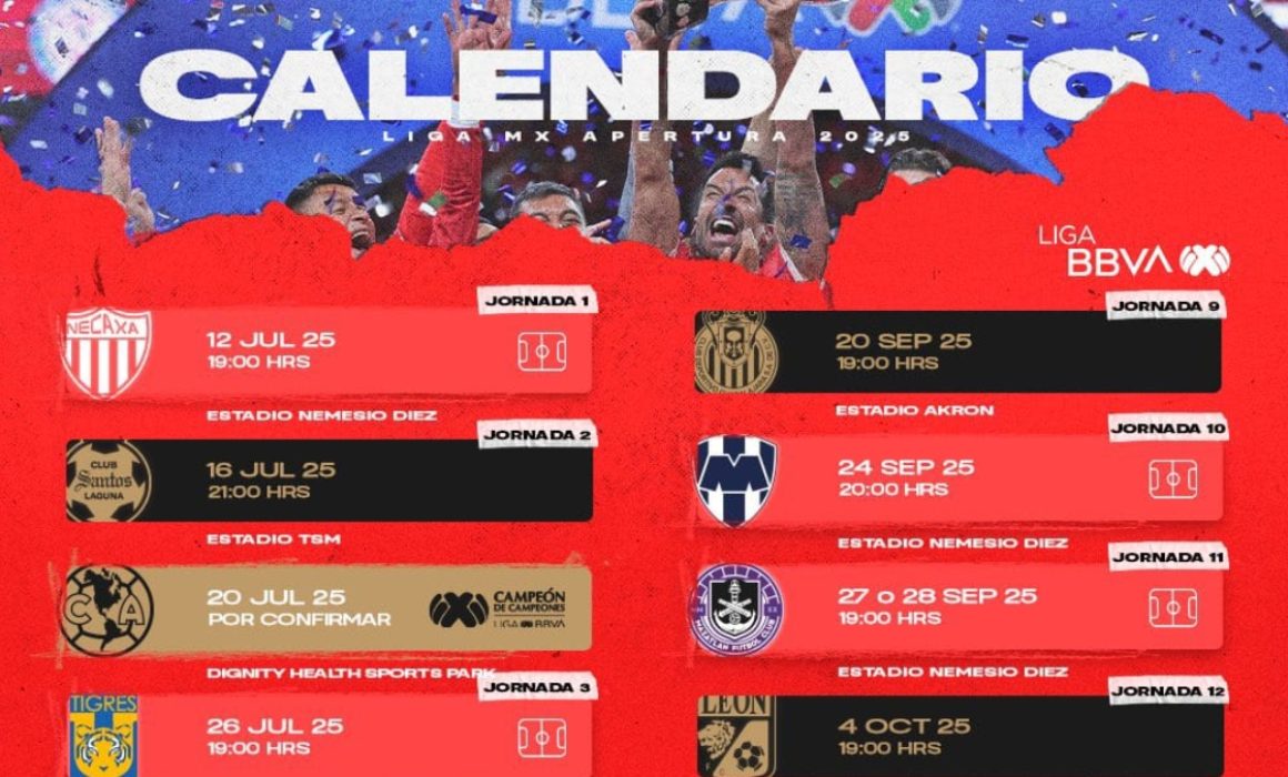 Calendario de la Liga MX 2025: Toluca defenderá su título frente a nuevos retos