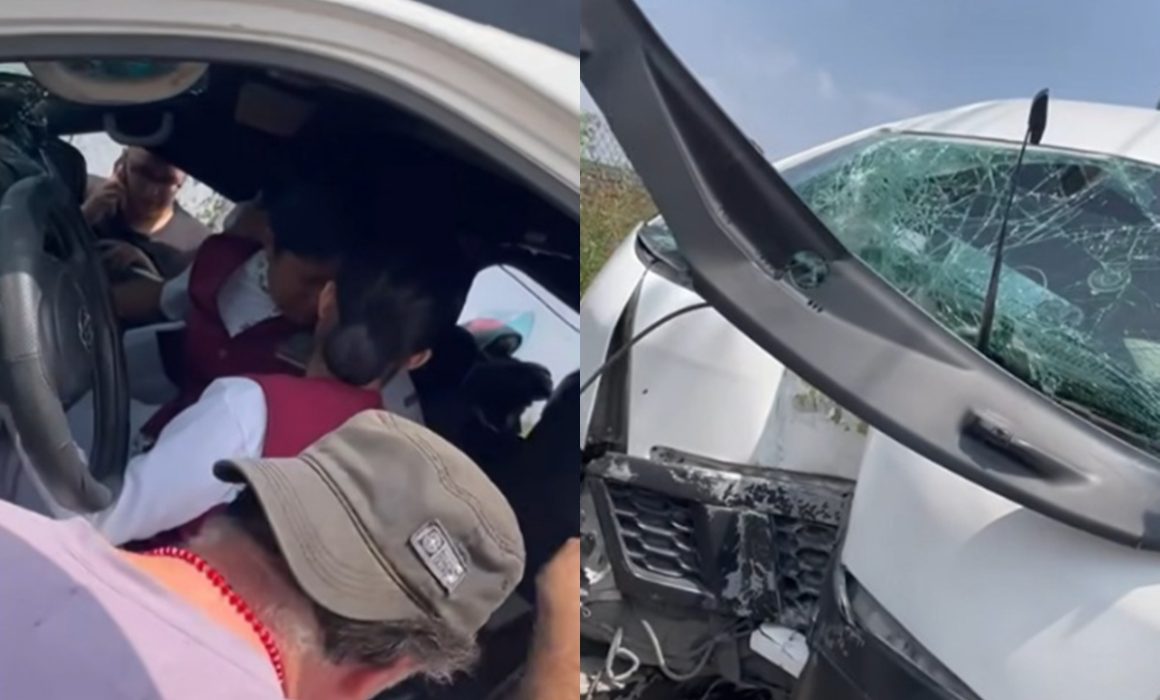 Camioneta escolar se impacta contra poste en Coacalco; reportan daños y atención a estudiantes