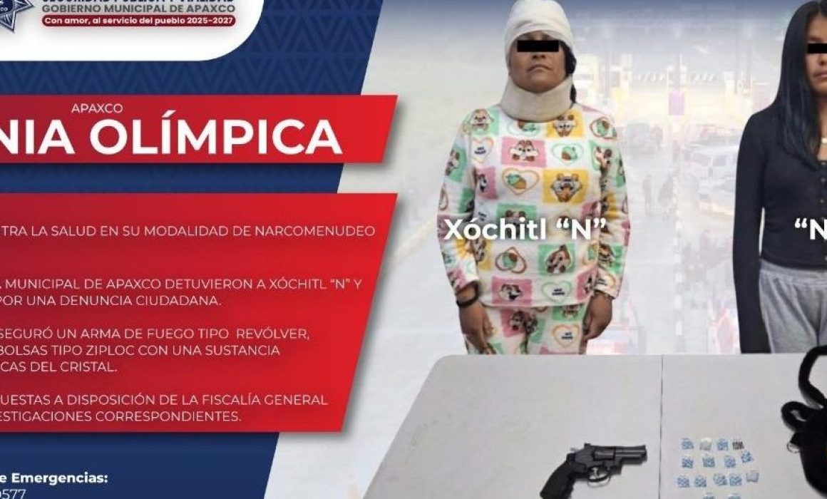 Capturan en Apaxco a dos mujeres por extorsión y delitos contra la salud relacionadas con una red delictiva