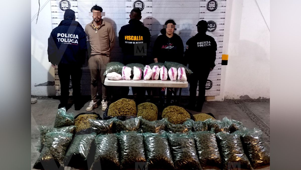 Capturan en Toluca a pareja con 210 kilos de marihuana y cristal; vinculan a líder de banda relacionada con la Familia Michoacana