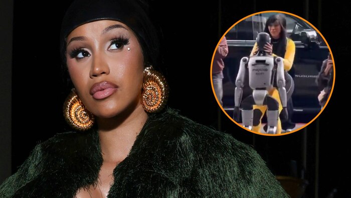 Cardi B sufre caída durante baile frente a robot en San Francisco en medio del Super Bowl 2026