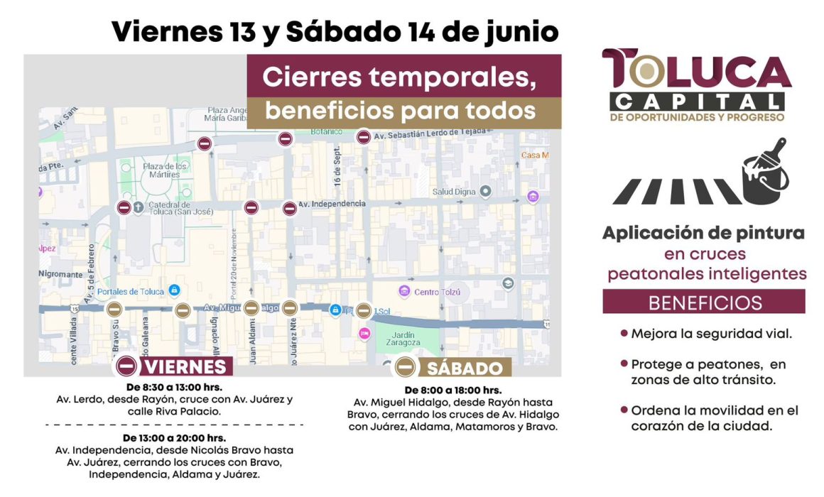 Cierres viales en Toluca por trabajos de balizamiento: planea tus rutas y evita retrasos