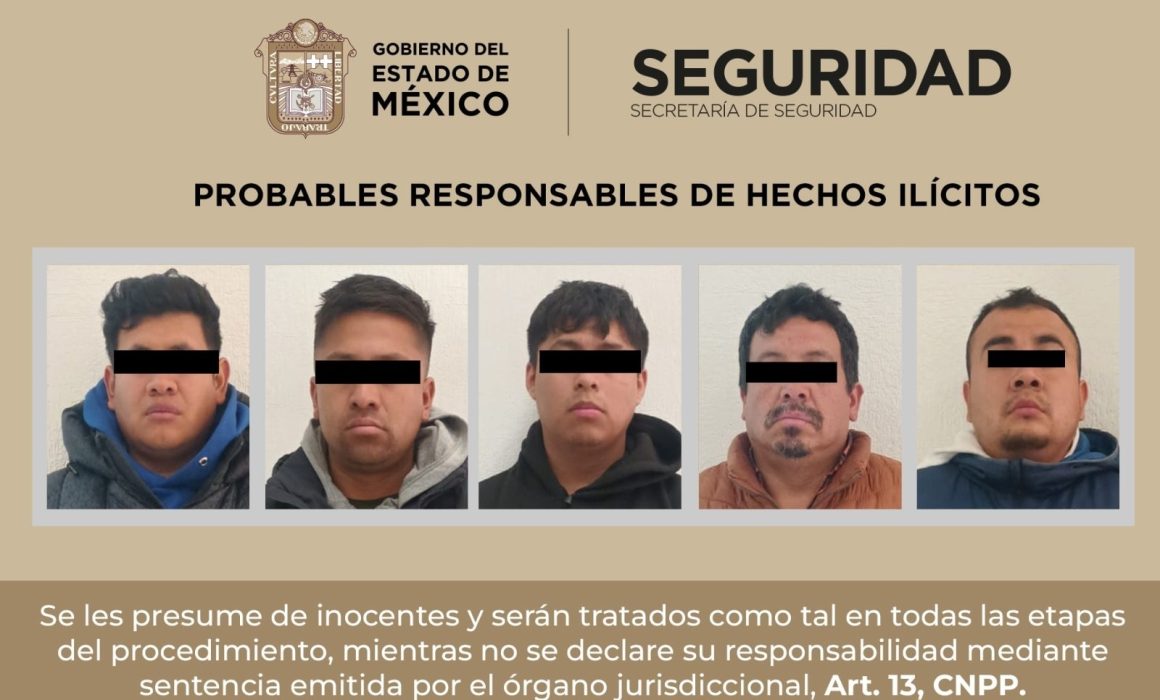 Cinco personas son arrestadas en Coyotepec por robo de mercancía de tractocamión