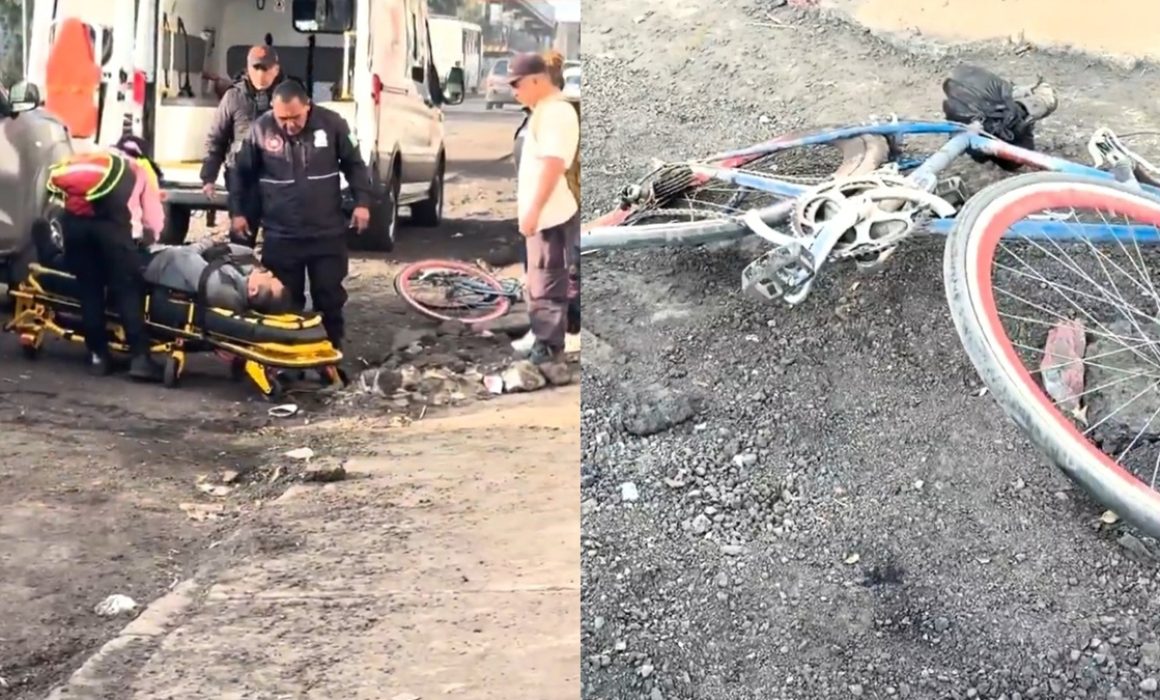 Conductor huye tras arrollar a ciclista en Ecatepec y lo deja gravemente herido