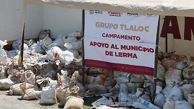 Continúan trabajos de refuerzo y desfogue ante posible desbordamiento del río Lerma en Lerma y comunidades afectadas