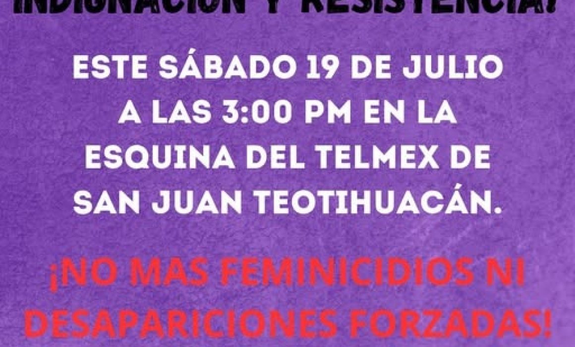 Convocan a marcha en Teotihuacán por incremento de feminicidios y desapariciones