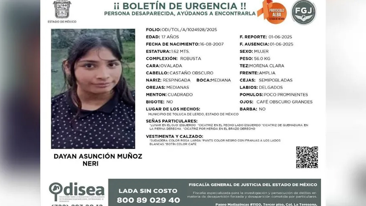 Desaparece en Toluca joven que fue vista por última vez llevando comida a su familia durante elección judicial