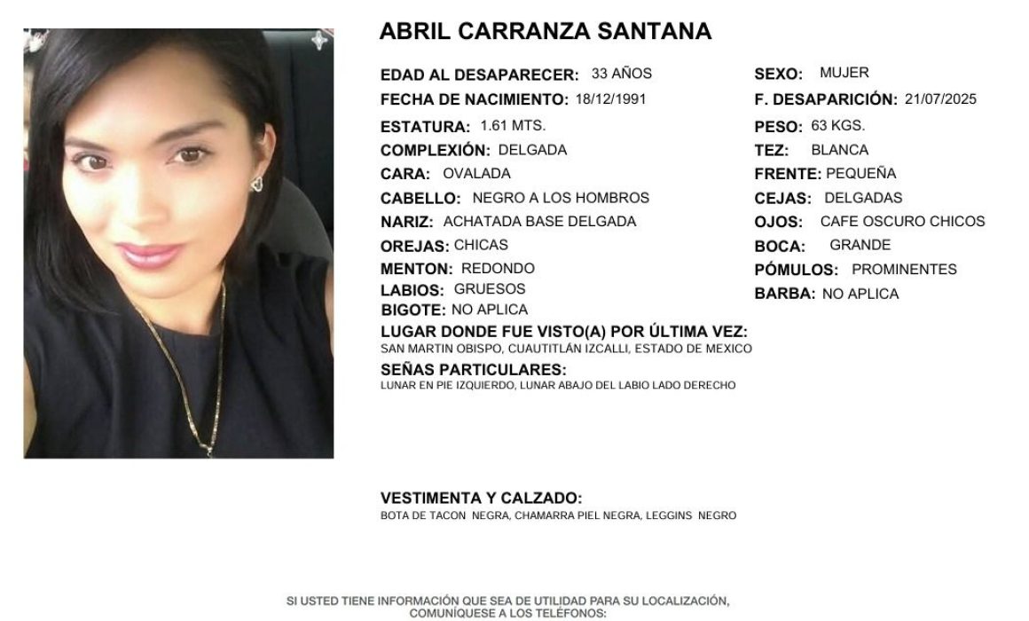 Desaparece mujer tras asistir a entrevista de trabajo en Cuautitlán Izcalli, Estado de México