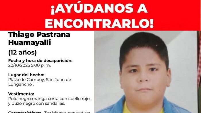 Desaparece niño de 12 años con TDAH en San Juan de Lurigancho; fue visto horas después en San Juan de Miraflores