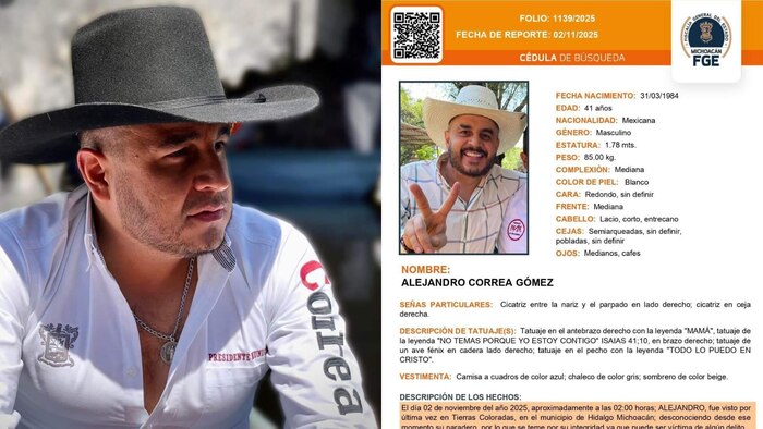 Desaparición del exalcalde de Zinapécuaro, Alejandro Correa Gómez, genera alerta en Michoacán