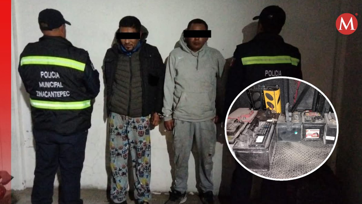 Detienen a 2 hombres por robo de baterías en Edomex; estaban en pijama