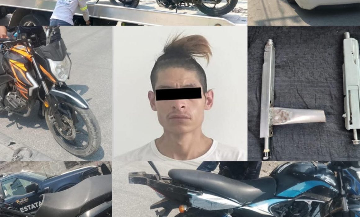 Detienen a delincuente con armas y 6 vehículos robados, en Chalco