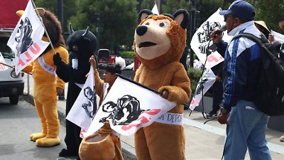 Docentes de Chimalhuacán protestan en Toluca por daños y carencias escolares