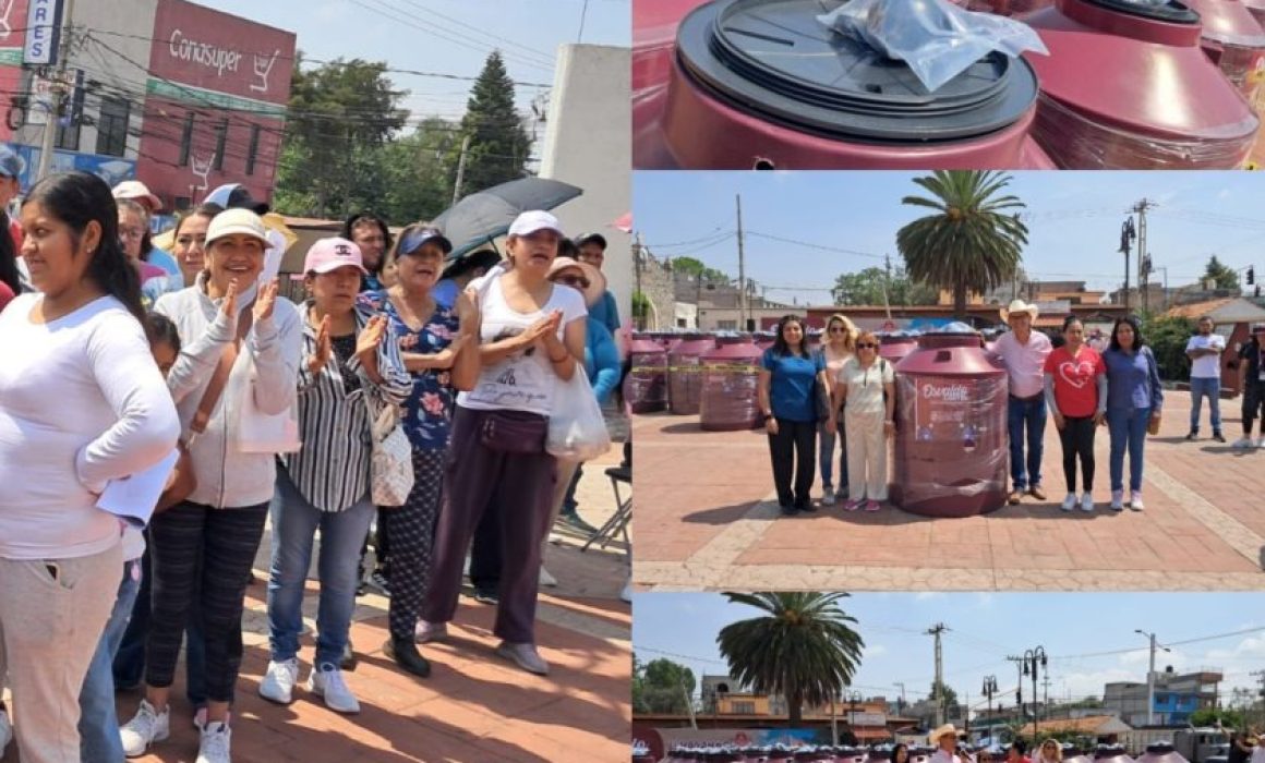 Entregan tinacos a personas de escasos recursos en Acolman