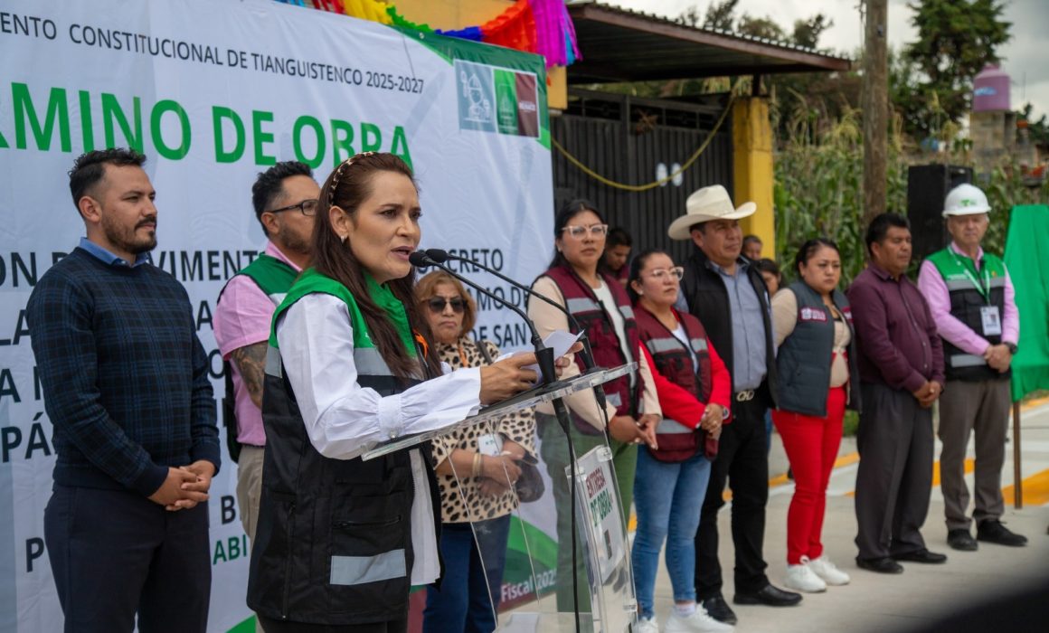 Erika Olea impulsa progreso en Tianguistenco con pavimentación en San Pedro Tlaltizapán
