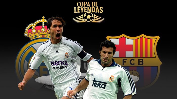 Figo y Raúl participan en el partido de leyendas del Real Madrid contra Barcelona en Guadalajara