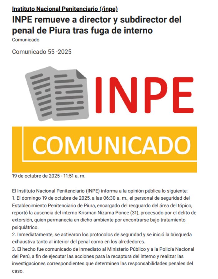 Fuga en penal de Piura: reo extorsionador que compartía selfies desde la cárcel ahora está prófugo