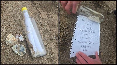 Hija cumple el sueño póstumo de su madre al enviar sus cenizas en una botella que viaja por el mar