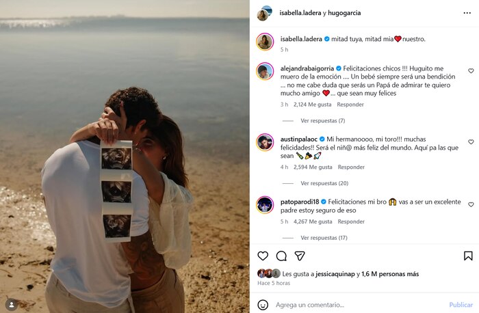 Hugo García expresa su alegría al enterarse de que será papá por primera vez en compañía de Isabella Ladera