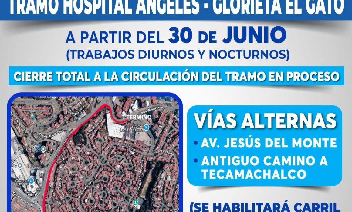 Huixquilucan cierra vialidades principales para obras de repavimentación y busca agilizar el tránsito