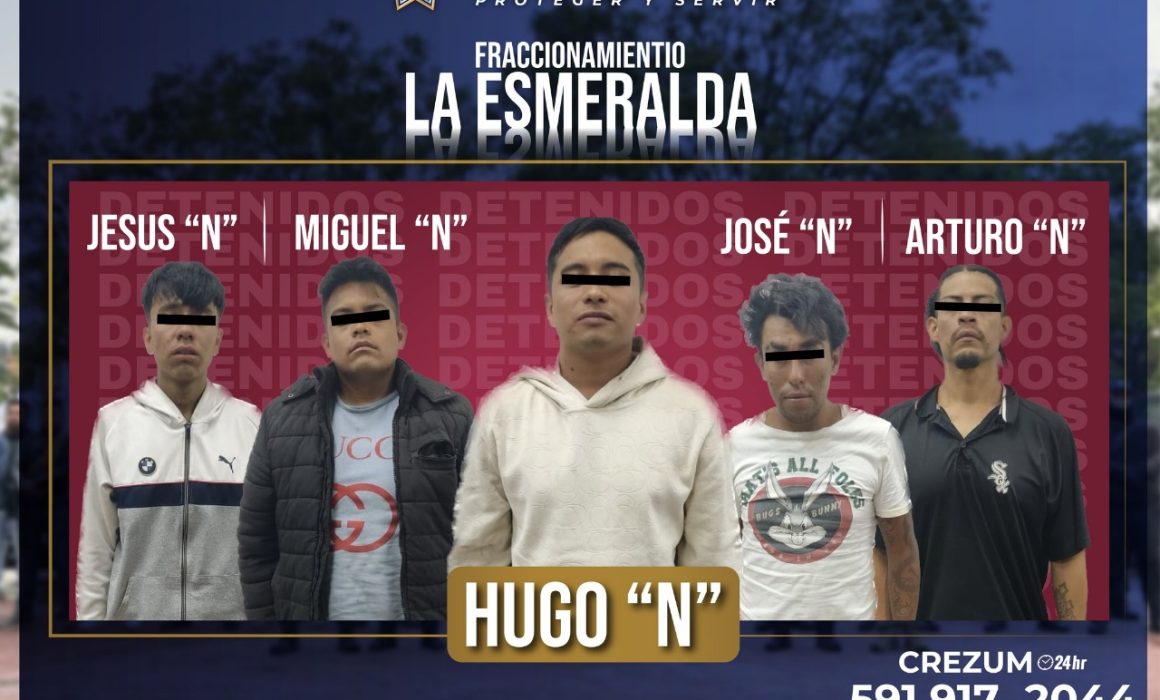 Incautan más de 100 mil pesos en drogas en Zumpango; cinco personas detenidas