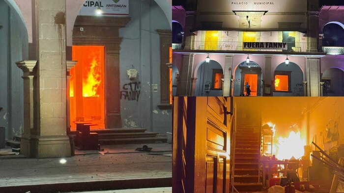 Incendian el Palacio Municipal de Apatzingán en protesta por justicia; viuda de Carlos Manzo pide movilizaciones pacíficas