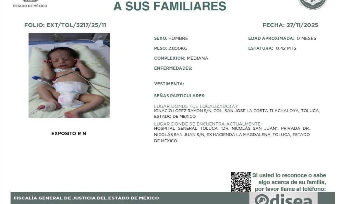 ¡Increíble hallazgo en Toluca! Encontraron a un bebé recién nacido abandonado y sin esperanza