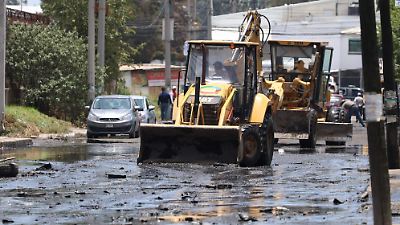 Limpieza y daños en la zona industrial de Lerma tras lluvias intensas