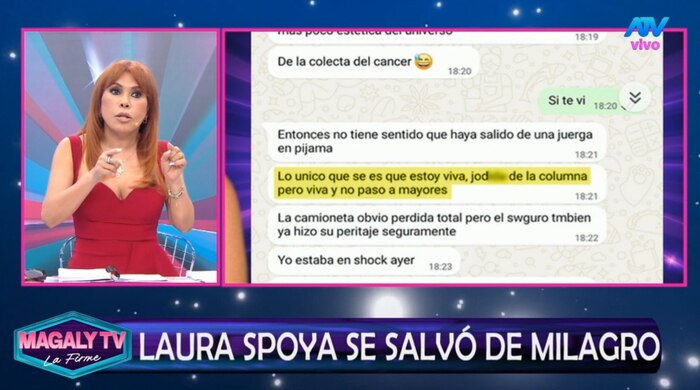 Magaly Medina cuestiona la versión de Laura Spoya sobre el accidente vehicular en hora de madrugada