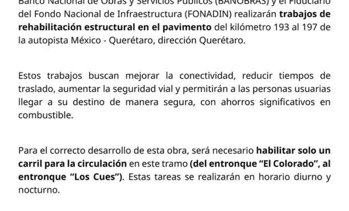 Mejoras en la autopista México-Querétaro: rehabilitación para mayor seguridad y eficiencia