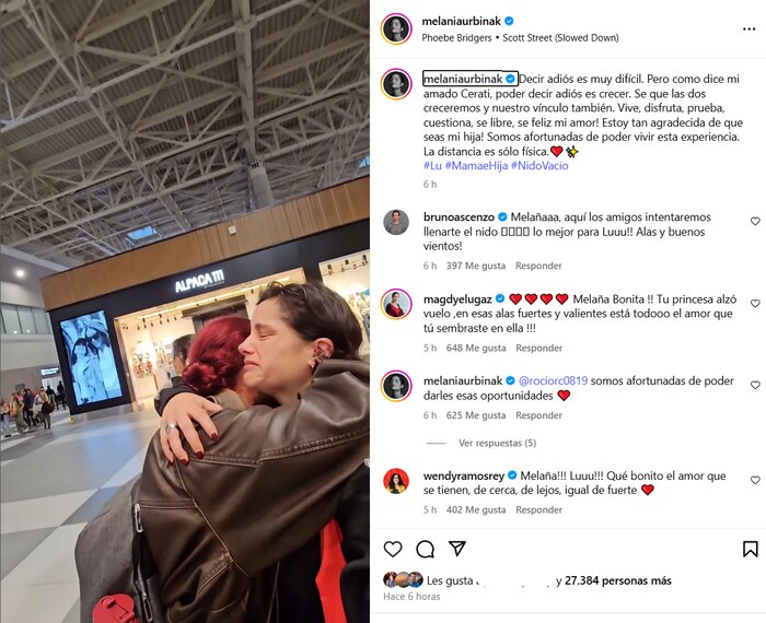 Melania Urbina despide con emotividad a su hija que emprende su camino en el extranjero: 'Sé libre, sé feliz'