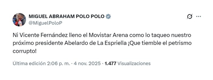 Miguel Polo Polo celebra lleno de acto político de Abelardo de la Espriella pero confunde a Vicente Fernández con su hijo en redes sociales