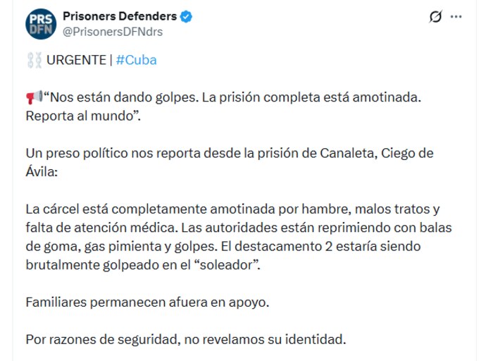 Motín en prisión de máxima seguridad en Cuba evidencia reacciones por abusos y represión, reportan ONG