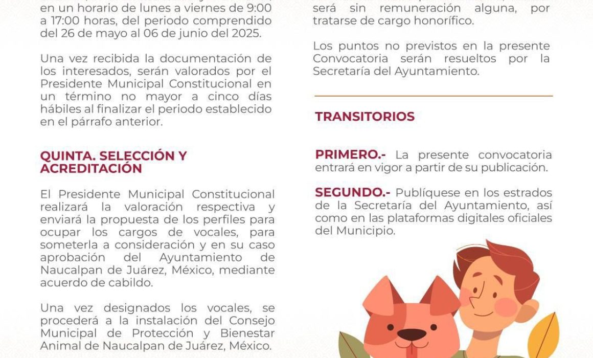 Naucalpan abre convocatoria para integrar el Consejo de Protección Animal