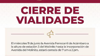 Naucalpan anuncia cierre temporal en Avenida Ferrocarril de Acámbaro por obra pública