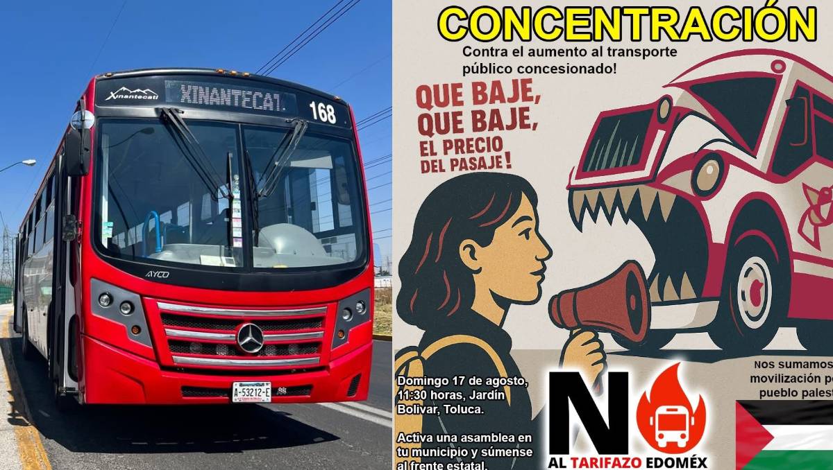 Organizaciones convocan marcha en Toluca para detener posible aumento en tarifas del transporte público en Edomex