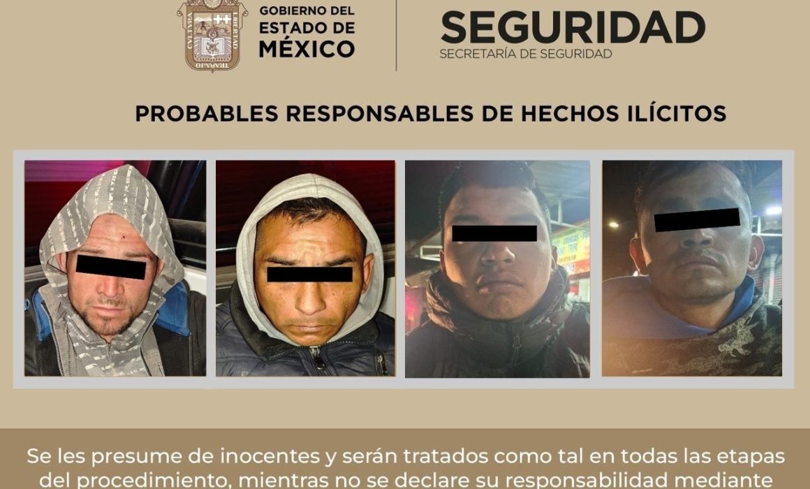 Policías de Nicolás Romero detienen a cuatro hombres por robo de cableado telefónico y motocicletas en flagrancia