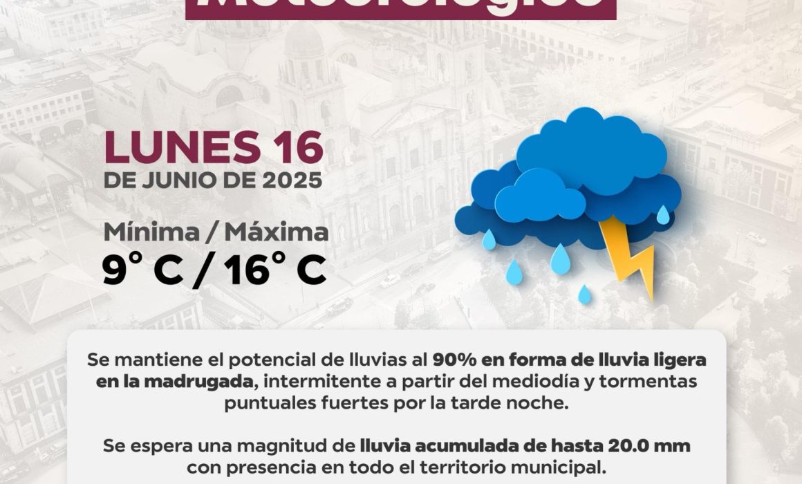 Recomendaciones del Ayuntamiento de Toluca ante posibles inundaciones por fuertes lluvias