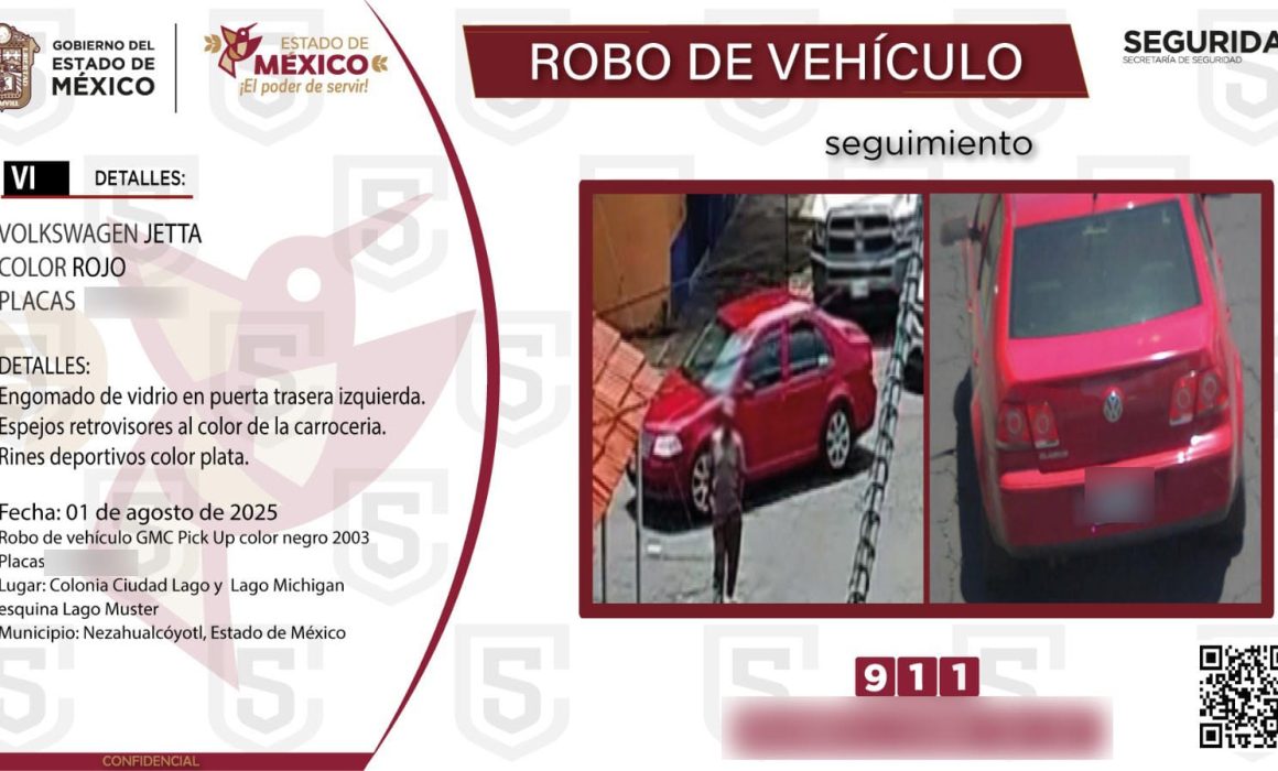 Recuperan vehículo vinculado a robo y detienen a dos personas en Ecatepec