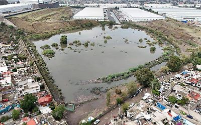 Reparan socavones en la presa El Ángulo tras fuertes lluvias en Cuautitlán Izcalli