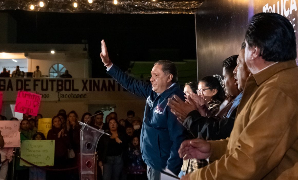 Ricardo Moreno impulsa iluminación y mejora de infraestructura en Tlacotepec con 1,200 luminarias LED