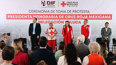 Rocío Pegueros asume la presidencia honoraria de la Cruz Roja en Toluca para fortalecer el trabajo social
