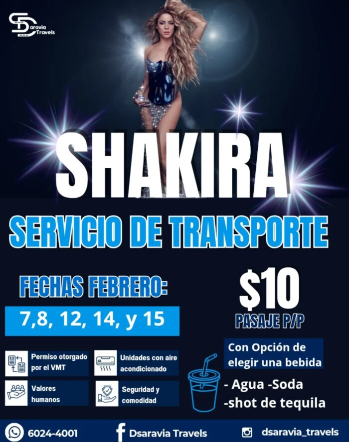 Servicios de transporte privado facilitan el acceso al concierto de Shakira en San Salvador
