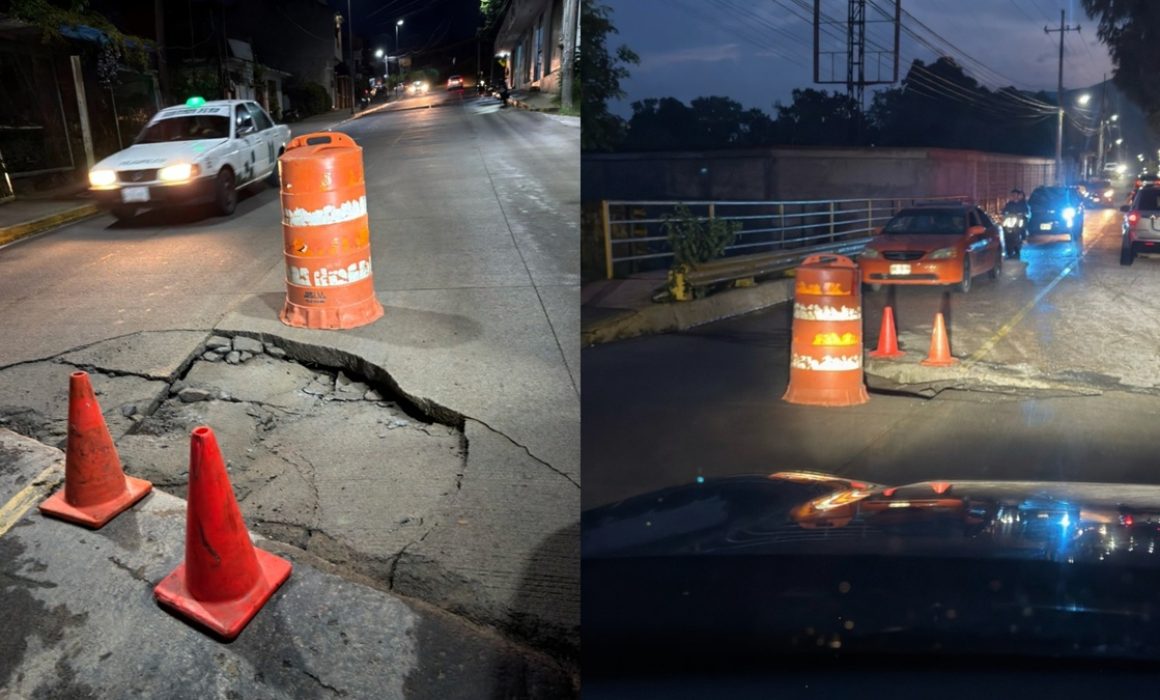 Socavón en puente de Tejupilco: vecinos exigen intervención ante peligro en avenida 27 de Septiembre